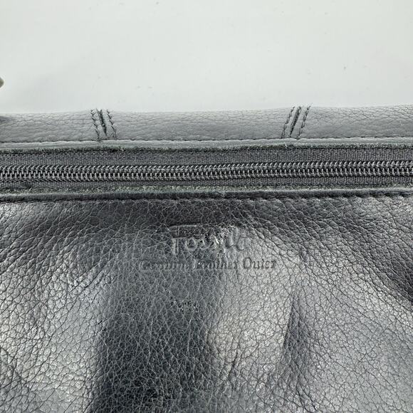 FOSSIL Wallet Black Pebbled Leather Tri-fold Snap Flap Organizer EUC - Picture 4 of 10